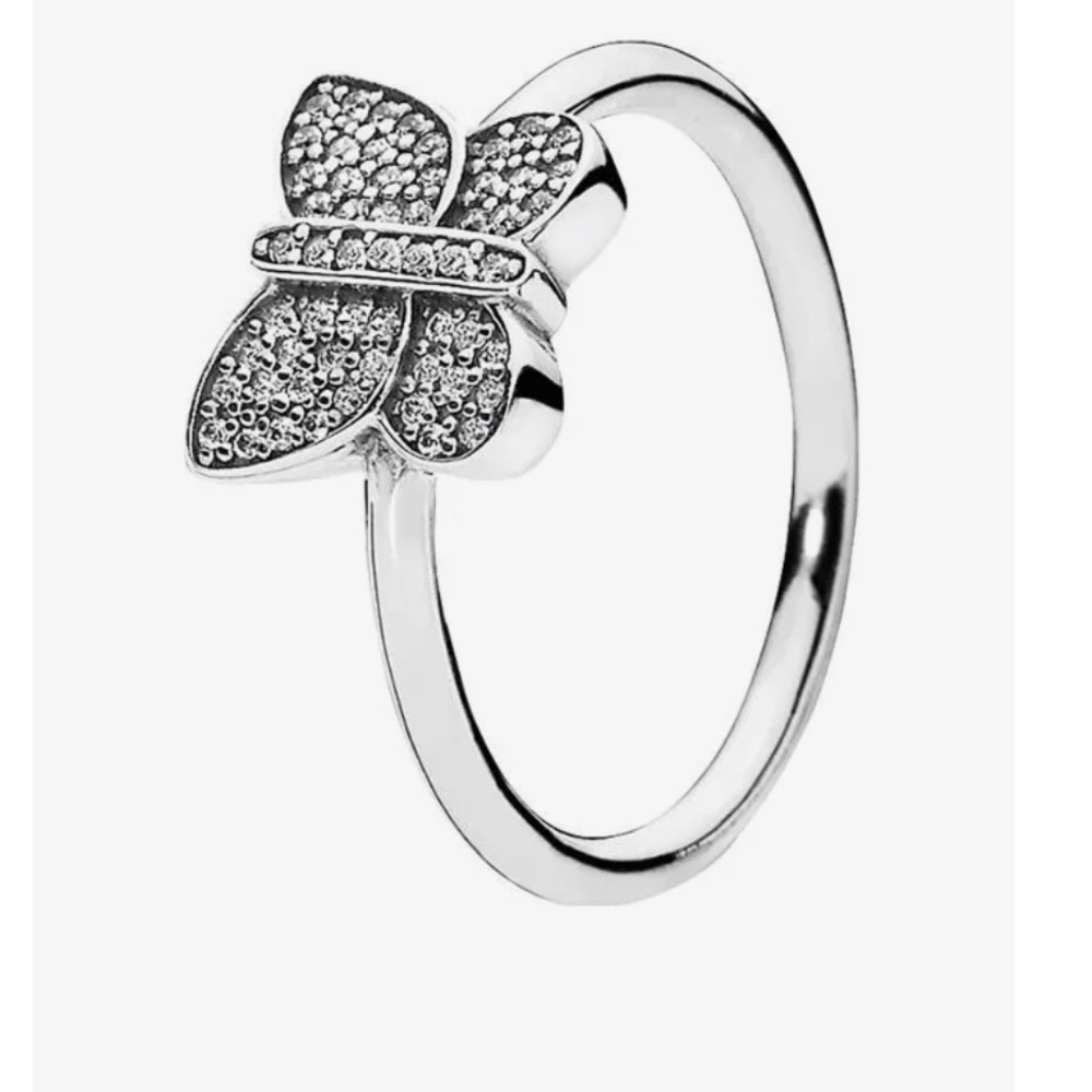 GENTLY USED Pandora Sparkling Butterfly Ring For Sale (Sterling Silver)